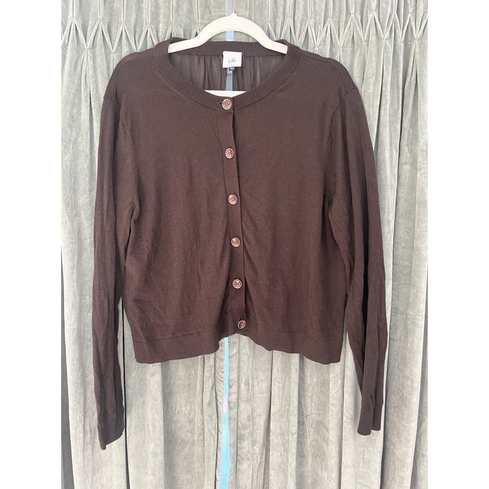 Cabi Sweater Cardigan Women's Mesh Back Brown Size - Picture 5 of 11